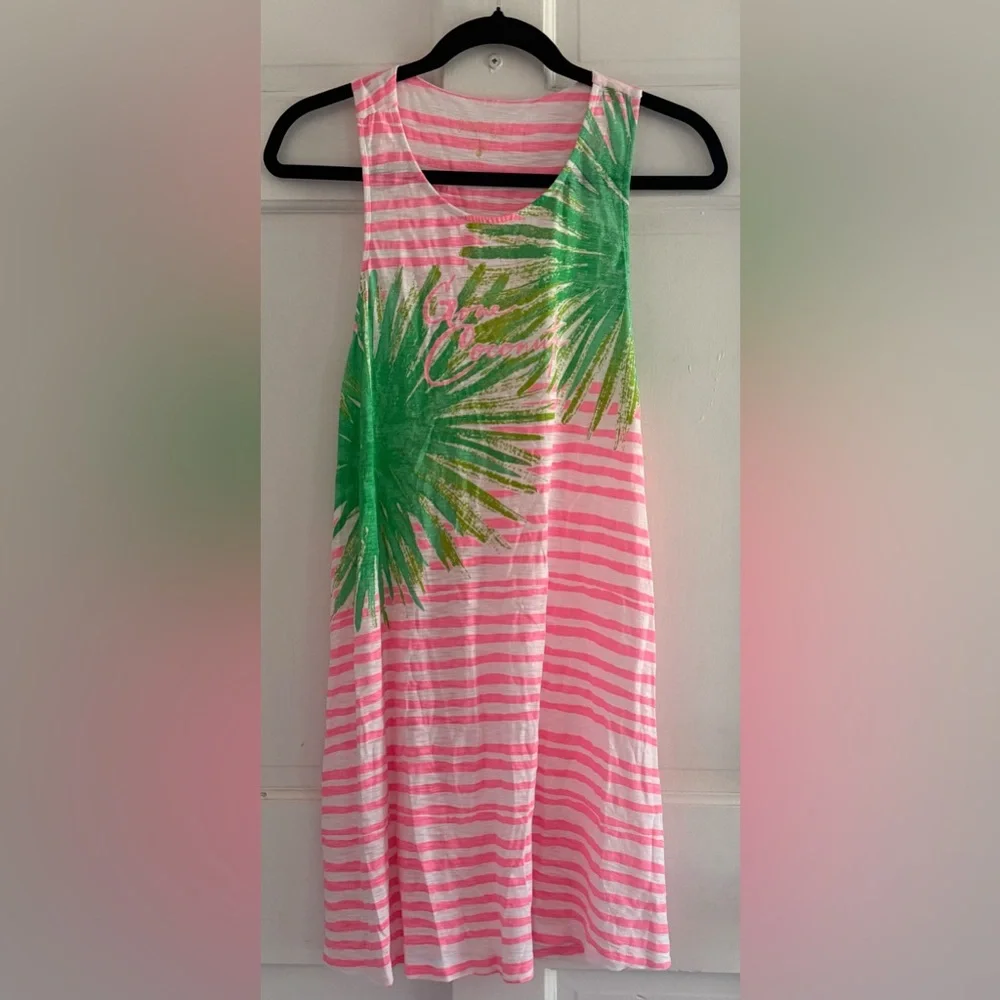 Lilly Pulitzer Whitney Gone Coconuts Swing Dress Cover Up XS Pink Green - Picture 6 of 9